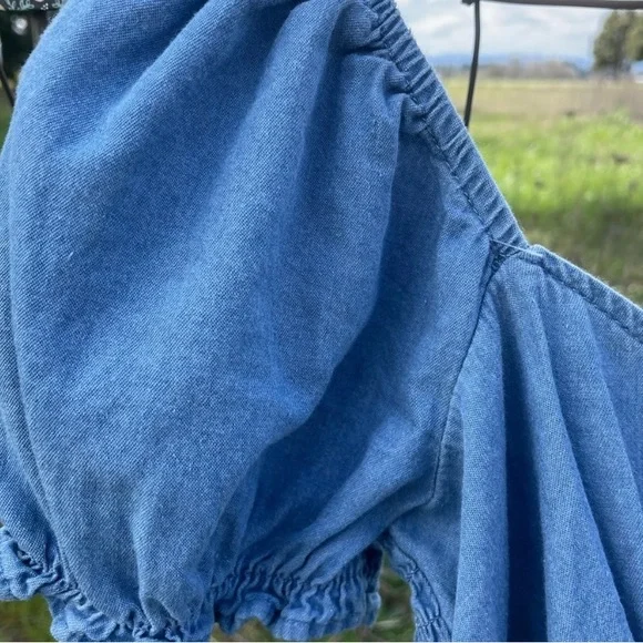 Lily Rose Button Down Western Country Festival Denim Romper - Picture 4 of 5